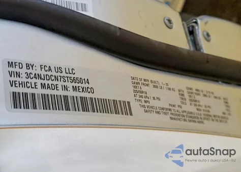 2025 Jeep Compass Limited z USA, uszkodzony, nr VIN 3C4NJDCN7ST565014